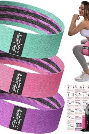 Fabric Resistance Bands for Working Out - Exercise Bands for Women and Men, Booty Bands for Legs and Glute, Yoga, Pilates, Rehab, Fitness and Home Workout