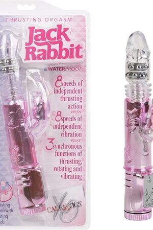 CalExotics Thrusting Orgasm Jack Rabbit - Vibrator With Rotating Shaft ? Adult Sex Toys for Couples - Clitoral G Spot Massager - Pink