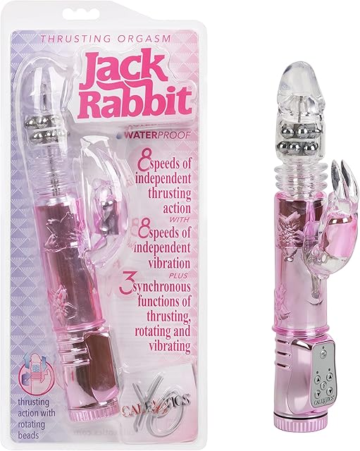 CalExotics Thrusting Orgasm Jack Rabbit - Vibrator With Rotating Shaft ? Adult Sex Toys for Couples - Clitoral G Spot Massager - Pink