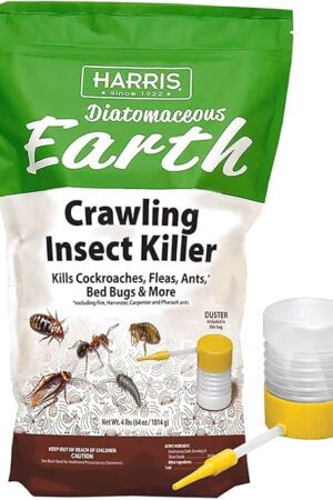 Harris Diatomaceous Earth Crawling Insect Killer, 4lb with Powder Duster Included Inside The Bag