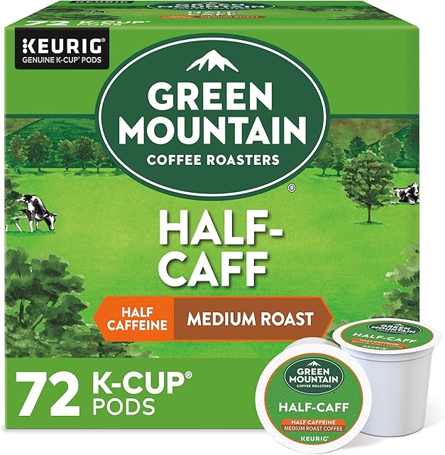 Green Mountain Coffee Roasters Half Caff Keurig Single-Serve K-Cup pods, Medium Roast Coffee, 72 Count