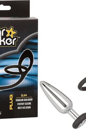 CalExotics Star F*cker Slim Plug  Metal Probe Male Enhancement Support Ring  Black