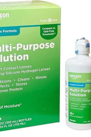 Amazon Basic Care Multi-Purpose Contacts Solution - Premium Formula, 12 fl oz (Pack of 2)