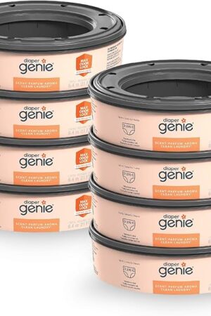 Diaper Genie Bags Refills 270 (Pack of 8) Clean Laundry Scent | Diaper Pail Refills with Max Odor Lock | Holds up to 2160 Newborn Diapers