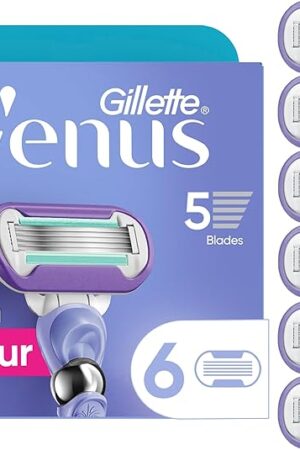 Gillette Venus Deluxe Smooth Swirl Womens Razor Blade Refills, 6 Count, Moisture Ribbon to Protect Against Irritation