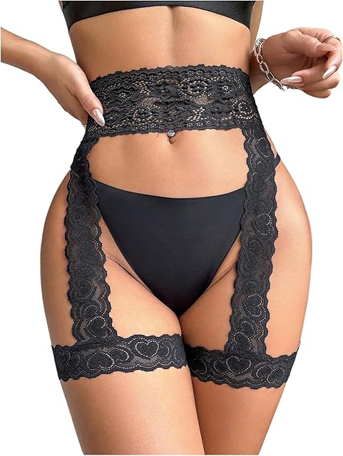 Women's Lace Garter Belt High Waisted Scallop Trim Lingerie Accessories
