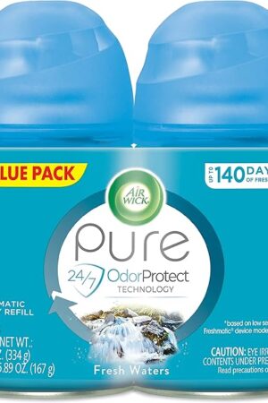 Air Wick Automatic Air Freshener Spray Refill, 2ct, Fresh Waters, Odor Neutralization, Essential Oils