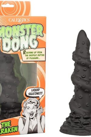 CalExotics Monster Dong - The Kraken, 8 Inch Liquid Silicone Dildo with Sturdy Suction Cup Base Black - SE-5504-10-3