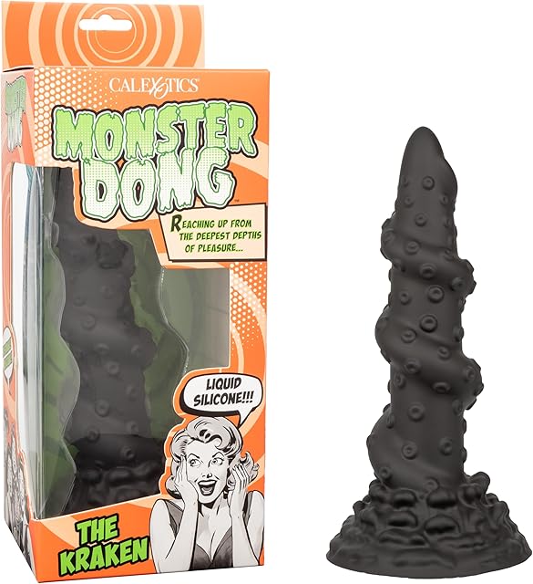 CalExotics Monster Dong - The Kraken, 8 Inch Liquid Silicone Dildo with Sturdy Suction Cup Base Black - SE-5504-10-3