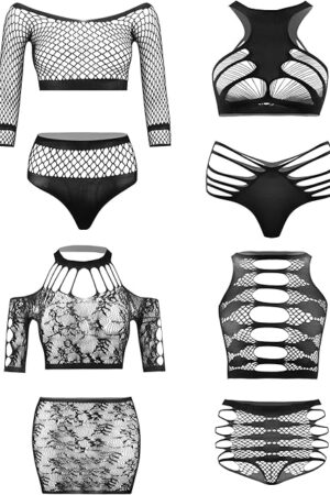 Women's Fishnet Lingerie Lace Stockings Bodysuits Mesh Babydoll for Women