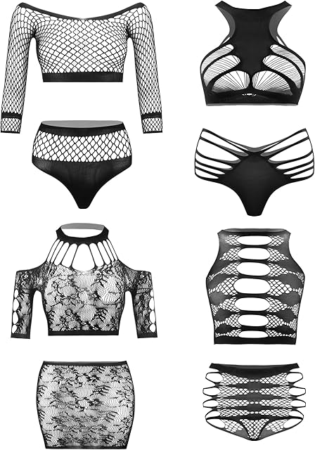 Women's Fishnet Lingerie Lace Stockings Bodysuits Mesh Babydoll for Women