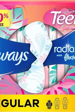 Always Radiant Teen Pads, Size 1, Regular, with Wings, Unscented, 42 Count