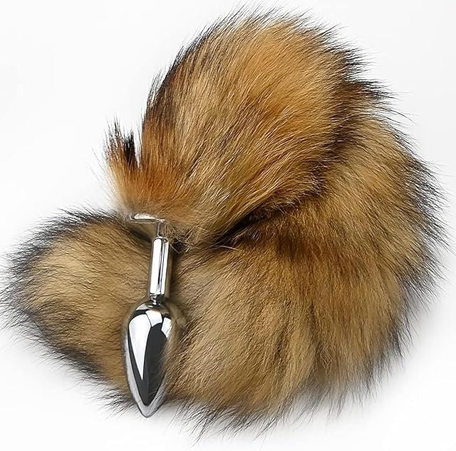 Butt Plug Tail Anal Sex Toys, Anal Butt Plug Artificial Fiber Fur Tail Toys Stainless Steel But Plug Butt Toys Sex Toys for Women Cosplay Adult Sex Toys for Women (Brown)