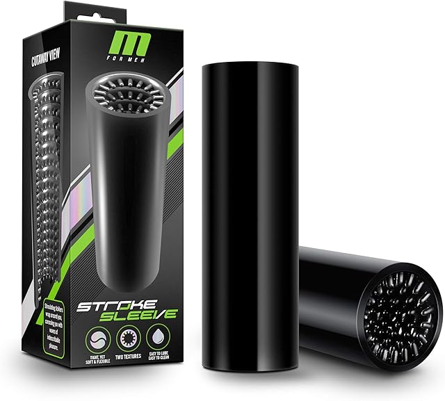 Blush M for Men 5.5" Realistic Stroker w/Soft Nubby Tickler Male Masturbator - Flesh-Like Feel Butt & Pussy Stroker Cock Sleeve, Pocket-Sized Open-Ended - Men's Pleasure Adult Sex Toy - (Black)