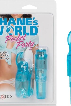 CalExotics Shane?s World Pocket Party - Waterproof Bullet Vibrator - Adult Toys for Couples - Pocket Vibrator with Rabbit Tip - Blue