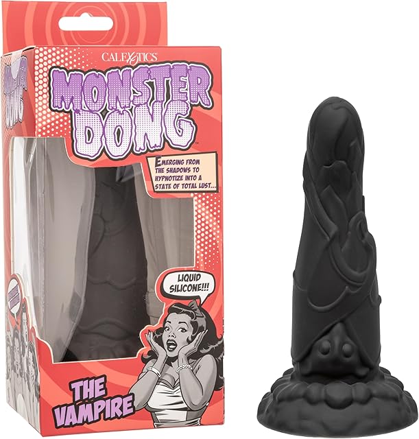 CalExotics Monster Dong The Vampire, 6.25 Inch Liquid Silicone Dildo with Sturdy Suction Cup and Monstrous Design Black SE-5504-02-3