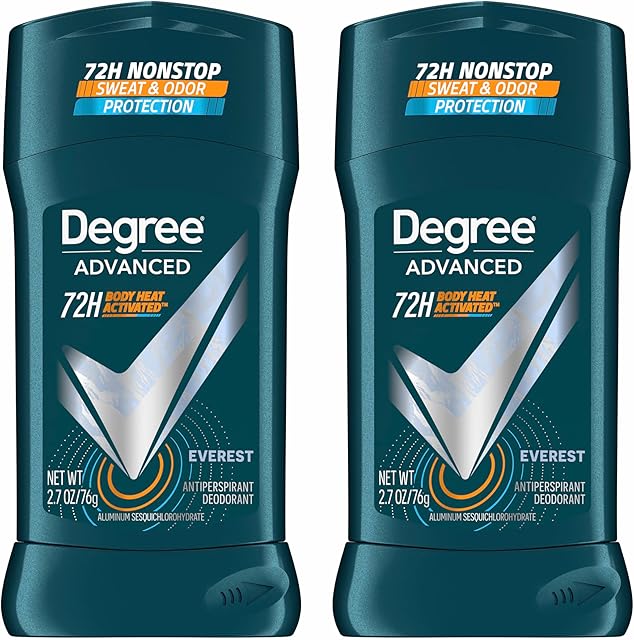 Degree Men Advanced Antiperspirant Deodorant Everest 2 Count 72-Hour Sweat and Odor Protection Antiperspirant For Men With Body Heat Activated Technology 27 oz
