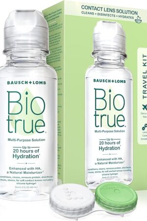 Biotrue Multi-Purpose Contact Lens Solution from Bausch + Lomb 2 fl oz (60 mL) Travel Pack, Comes With Contact Lens Case