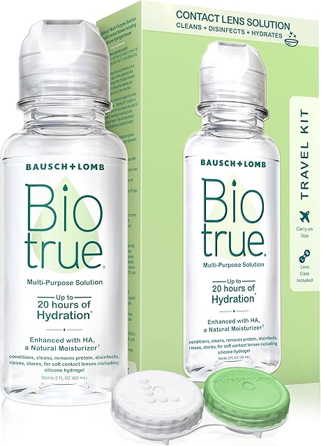 Biotrue Multi-Purpose Contact Lens Solution from Bausch + Lomb 2 fl oz (60 mL) Travel Pack, Comes With Contact Lens Case
