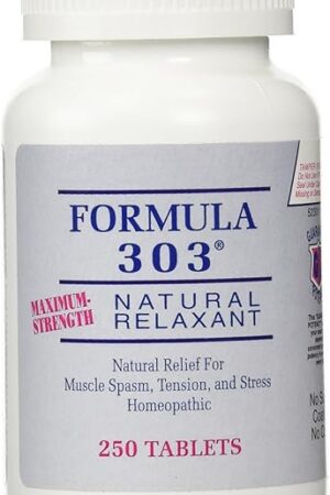 Dee Cee Labs Formula 303 Maximum Strength All-Natural Relaxant Tablets, 250 Tablets; All-Natural Relaxant containing Magnesium for Sore Muscles, Passion Flower, and Valerian Root