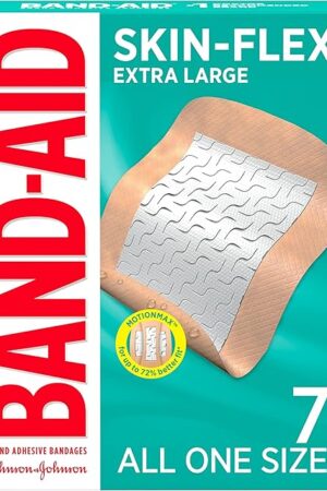 Band-Aid Brand Skin-Flex Adhesive Bandages for First Aid and Wound Care of Minor Cuts and Scrapes & Burns, Flexible Sterile Bandages for Fingers & Knees, Extra Large, All One Size, 7 ct