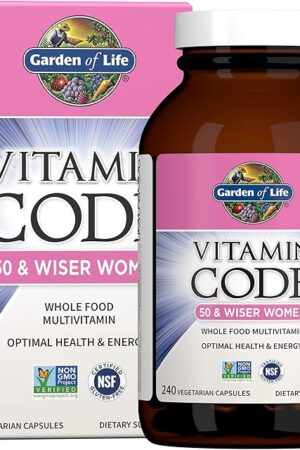 Garden of Life Multivitamin for Women 50 & Over, Vitamin Code Women 50 & Wiser Multi - 240 Capsules with Vitamins A, B, C, D3, E & K, CoQ10, Probiotics & Enzymes
