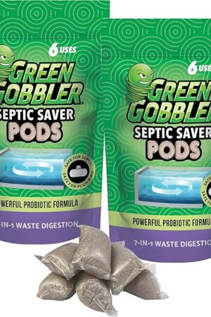 Green Gobbler Septic Tank Treatment Packets, 12 Month Supply - Powerful Natural Bacterial & Enzymes to Prevent Costly Septic Issues, Back-Ups, Foul Odor