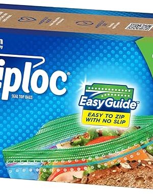 Ziploc Sandwich and Snack Bags with EasyGuide Texture, Plastic Storage Bags with Grip 'n Seal Technology, 105 Bags Total
