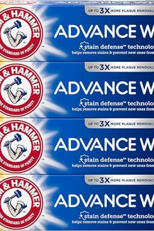 ARM & HAMMER Advance White Toothpaste, Teeth Whitening Baking Soda Toothpaste with Stain Defense Technology and Fluoride, Clean Mint Flavor, 60 Oz (4 Pack)