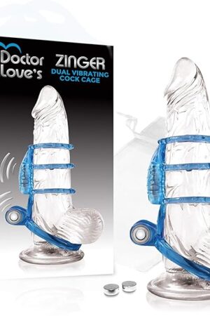 Doctor Love's SL-V2-3 Vibrating Dual Vibrating Cock Cage, Blue