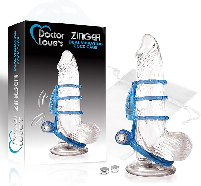 Doctor Love's SL-V2-3 Vibrating Dual Vibrating Cock Cage, Blue
