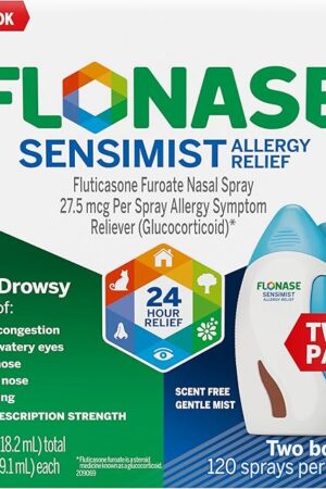 Flonase Sensimist Allergy Relief Nasal Spray for Non-Drowsy, 24-Hour Multi-Symptom Allergy Relief ? 120 Sprays (Pack of 2)