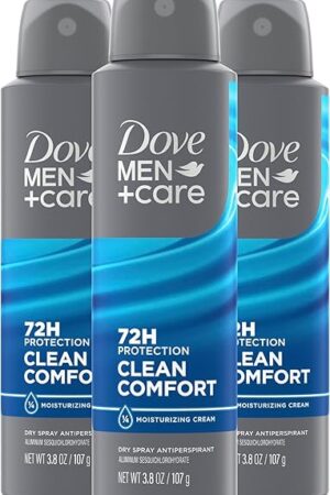 Dove Men+Care Antiperspirant Dry Spray Deodorant for Men Clean Comfort 48 Hour Sweat and Body Odor Protection 38 oz 3 Count
