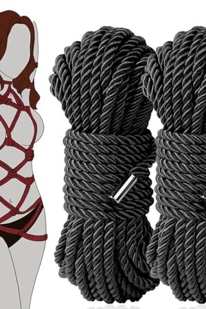 BDSM Bondage Shibari Sex Rope - BDSM Beginner Set Kit Adult Fetish Bondage Restraints Set Sex Toys for Women, Men & Couples, 32 Feet 8MM (2 Pack, Black)