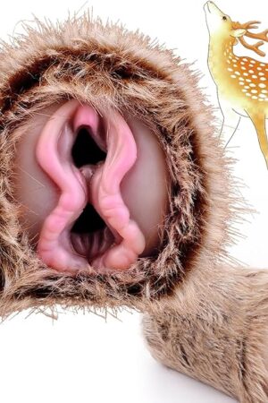 Dual Channel Deer Monster Animal Furry Male Masturbator Cup, Lifelike Realistic Vaginal Anus Pussy Masturbation Pocket for Men Sexual Pleasure,Sex Fantasy Pocket Toy for Gay Male Couples(G-F6228)