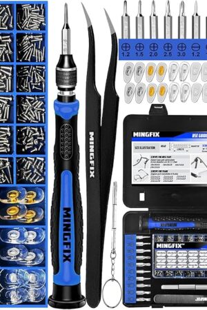 Eyeglass Sunglass Repair Kit,MINGFIX Magnetic Eye Glasses Repairing Tool Kit with Assorted Screws,Nose Pads,Small Screwdriver Bit Set & Tweezer with Mini Travel Case for Glasses,Sunglasses and Others