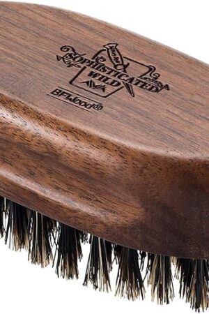 BFWood Small Travel Beard Brush - Natural Boar Bristles with Black Walnut Wood
