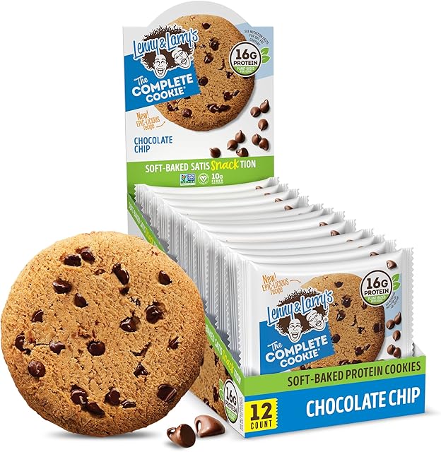 Lenny & Larry's The Complete Cookie, Chocolate Chip, Soft Baked, 16g Plant Protein, Vegan, Non-GMO, 4 Ounce Cookie (Pack of 12)