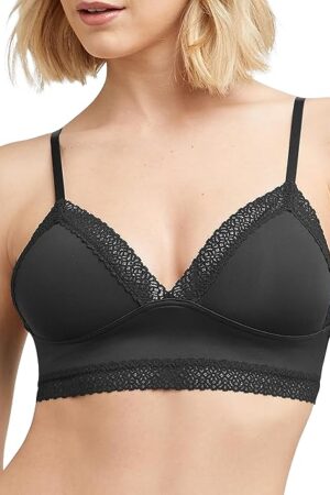 Women's M Lace Trim Triangle Rib Bralette