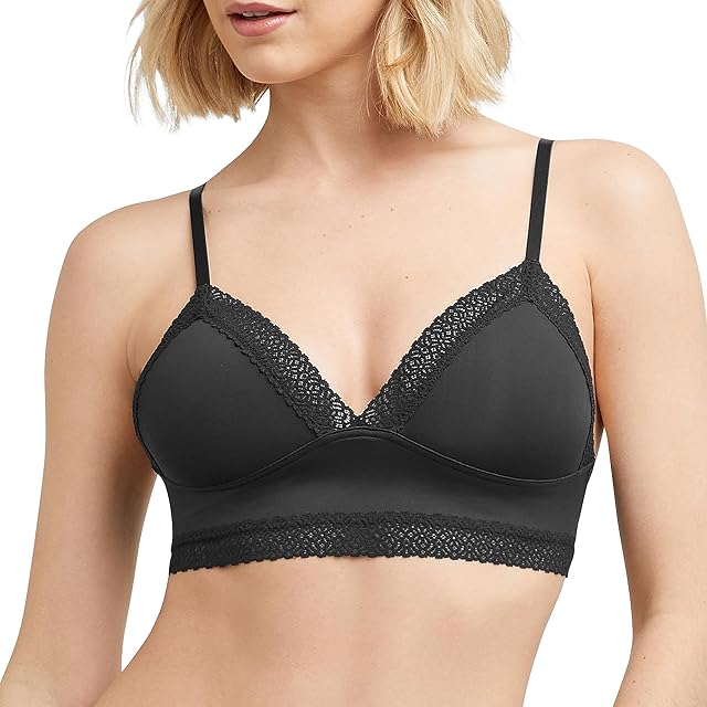 Women's M Lace Trim Triangle Rib Bralette