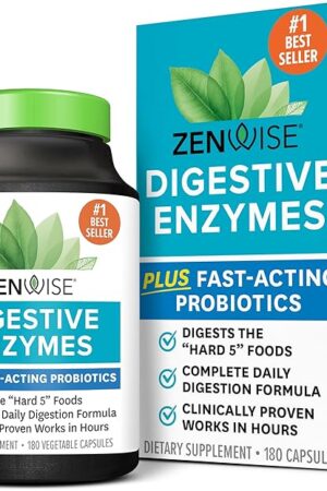 Zenwise Health Digestive Enzymes and Bromelain for Gut Health - Probiotic Multi Enzymes with Prebiotics and Probiotics for Women and Men for Digestive Health and Bloating Relief for Digestion - 180 CT