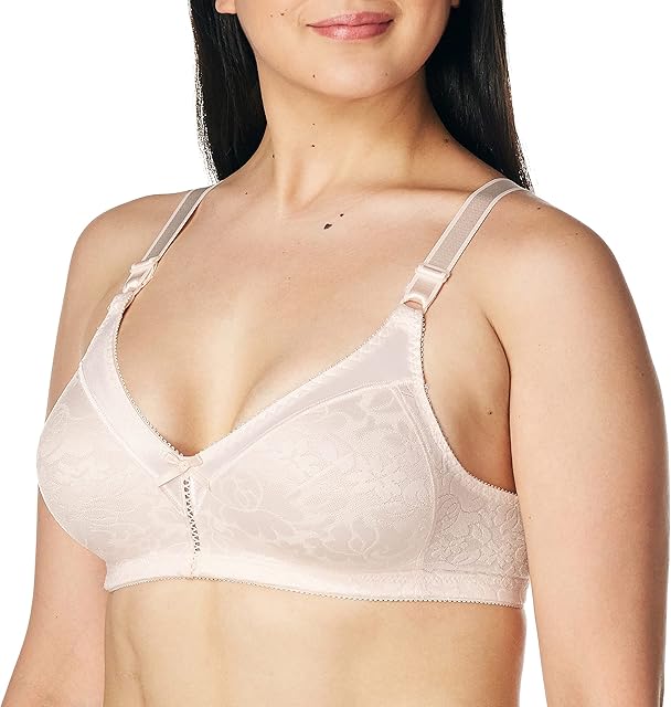 Women's Double Support Wireless, Lace Bra with Stay-in-Place Straps, Full-Coverage
