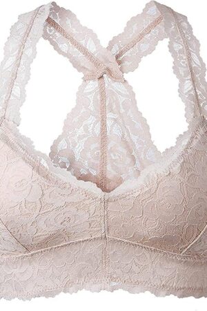 Women Floral Lace Bralette Padded Breathable Sexy Racerback Lace Bra