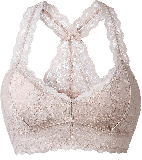 Women Floral Lace Bralette Padded Breathable Sexy Racerback Lace Bra