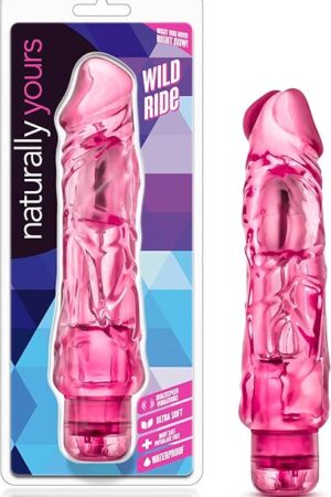 Blush Novelties Wild Ride - 9" Long Soft Large 2" Thick Realistic Vibrating Dildo - Multi Speed Powerful Vibrator - IPX7 Waterproof - Body Safe Materials - Adult Pleasure Sex Toy for Couples - Pink