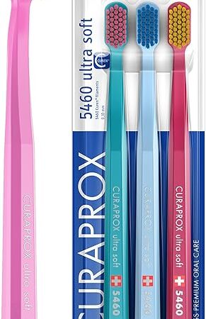 Curaprox CS 5460 Ultra-Soft Toothbrush ? for Sensitive Teeth & Gums | Gentle Plaque Removal | 3-Pack |Random Colour
