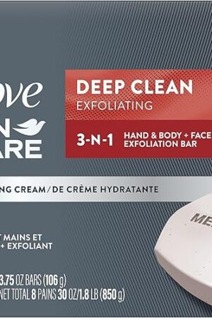 Dove Men+Care Men's Bar Soap Deep Clean 8 Bars More Moisturizing Than Bar Soap Effectively Washes Away Bacteria, Nourishes Your Skin 375 oz