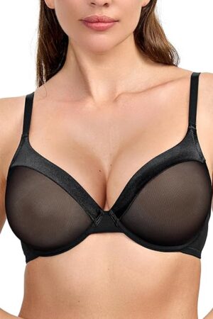 Women's Sexy Sheer Lace Bra Demi See Through Mesh Bralette Unlined Underwire Support Non Padded