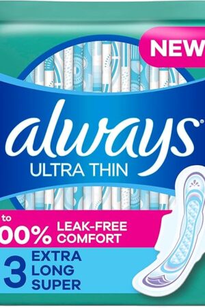 Always Ultra Thin Feminine Pads For Women, Size 3 Extra Heavy Long Absorbency, Multipack, With Wings, Unscented, 28 Count (Pack of 3)