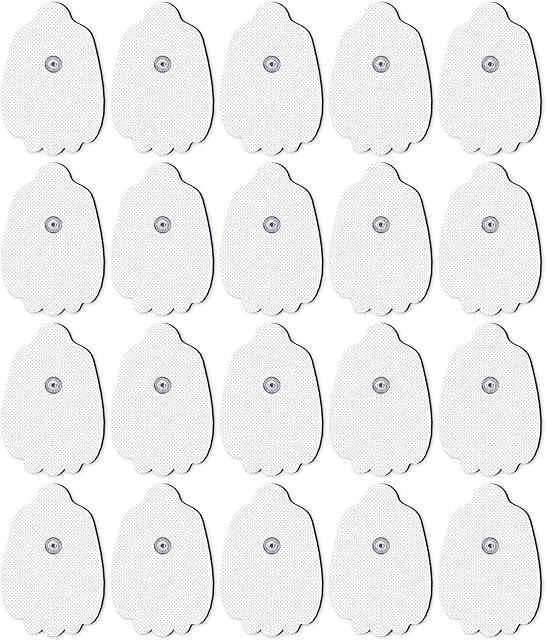 20-Pack TENS Unit Replacement Pads, Long-Lasting Snap Electrodes for 50 Times of Use per Pad, Latex-Free TENS Pads Set Compatible with TENS EMS Devices Using 35mm Button Lead Wires